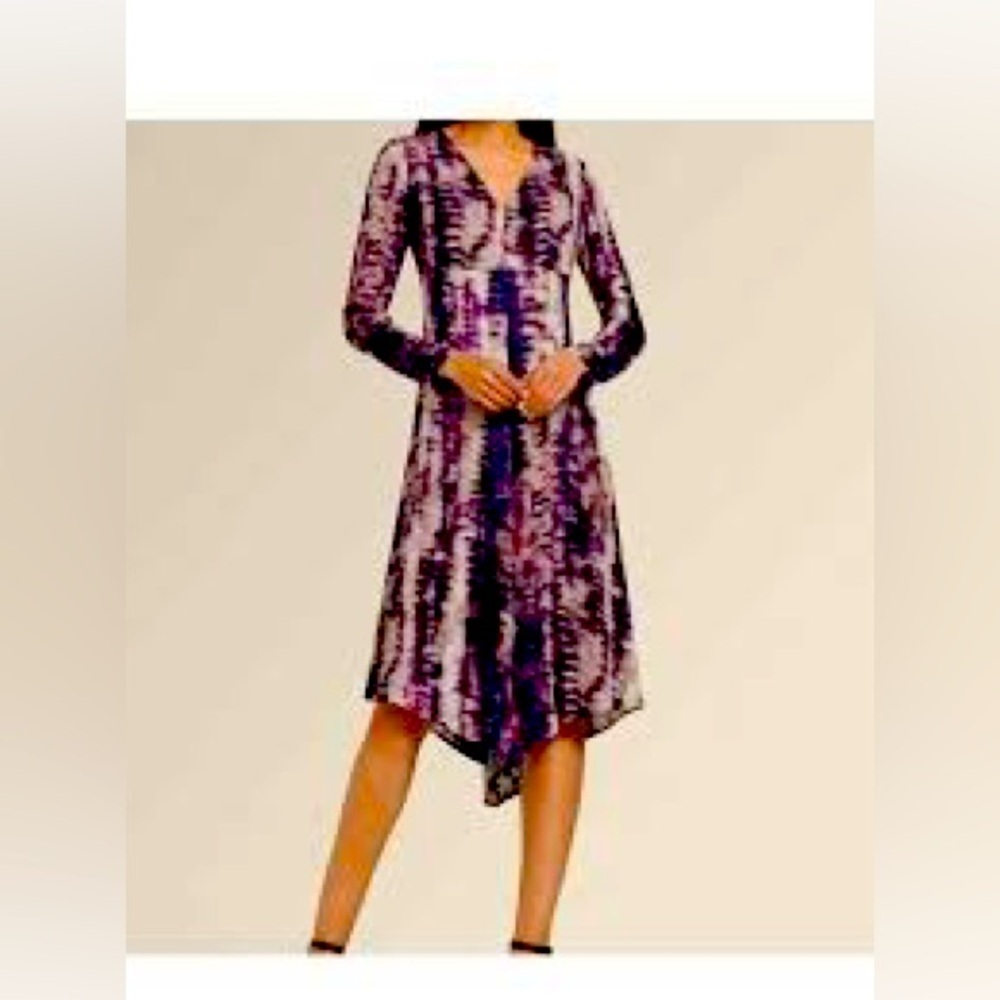 Donna Karan New York Purple Tie Dye Cascade River Views Dress Size 12, Worn 1X